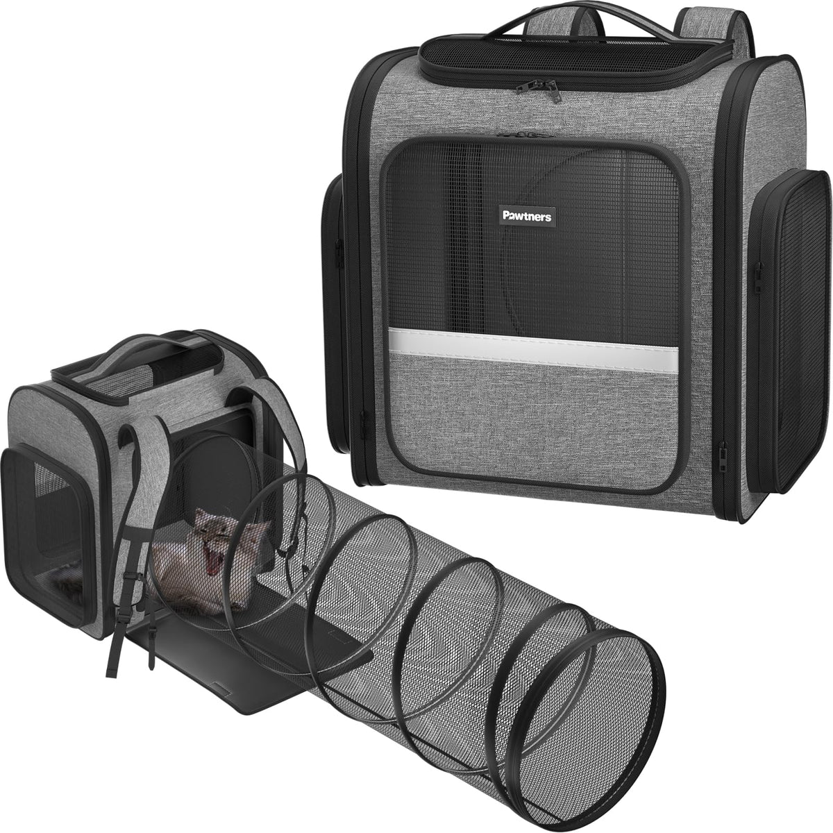 Pawtners Expandable Cat Carrier Backpack – Bubble Window Pet Travel Bag"