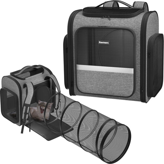 Pawtners Expandable Cat Carrier Backpack – Bubble Window Pet Travel Bag"