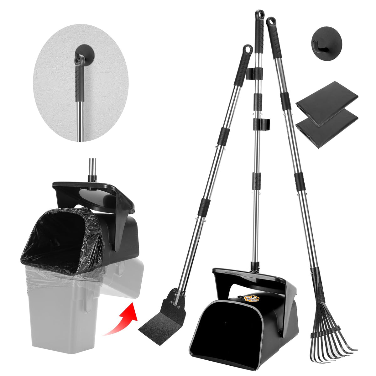 SwivelClean Pro Pooper Scooper Set – Bin, Rake & Spade