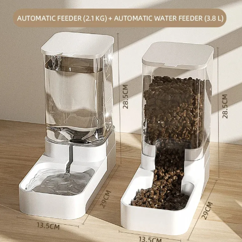 Pet Water & Food Dispenser — Gravity-Fed Feeding Station
