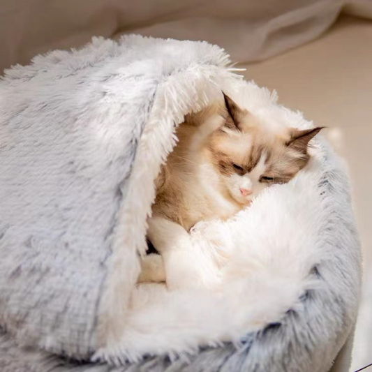 Cozy Nest Burrow Bed — Soft Plush Cave for Cats & Small Dogs
