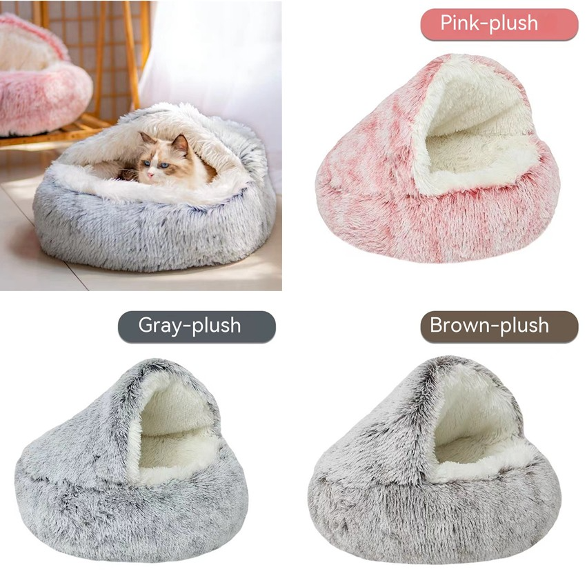 Cozy Nest Burrow Bed — Soft Plush Cave for Cats & Small Dogs