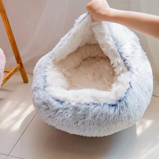 Cozy Nest Burrow Bed — Soft Plush Cave for Cats & Small Dogs